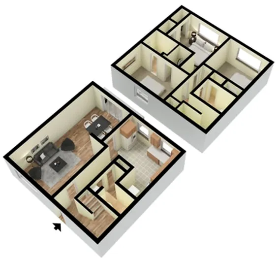 3 BR 2F, 1H Ba Luxe 3D Furnished