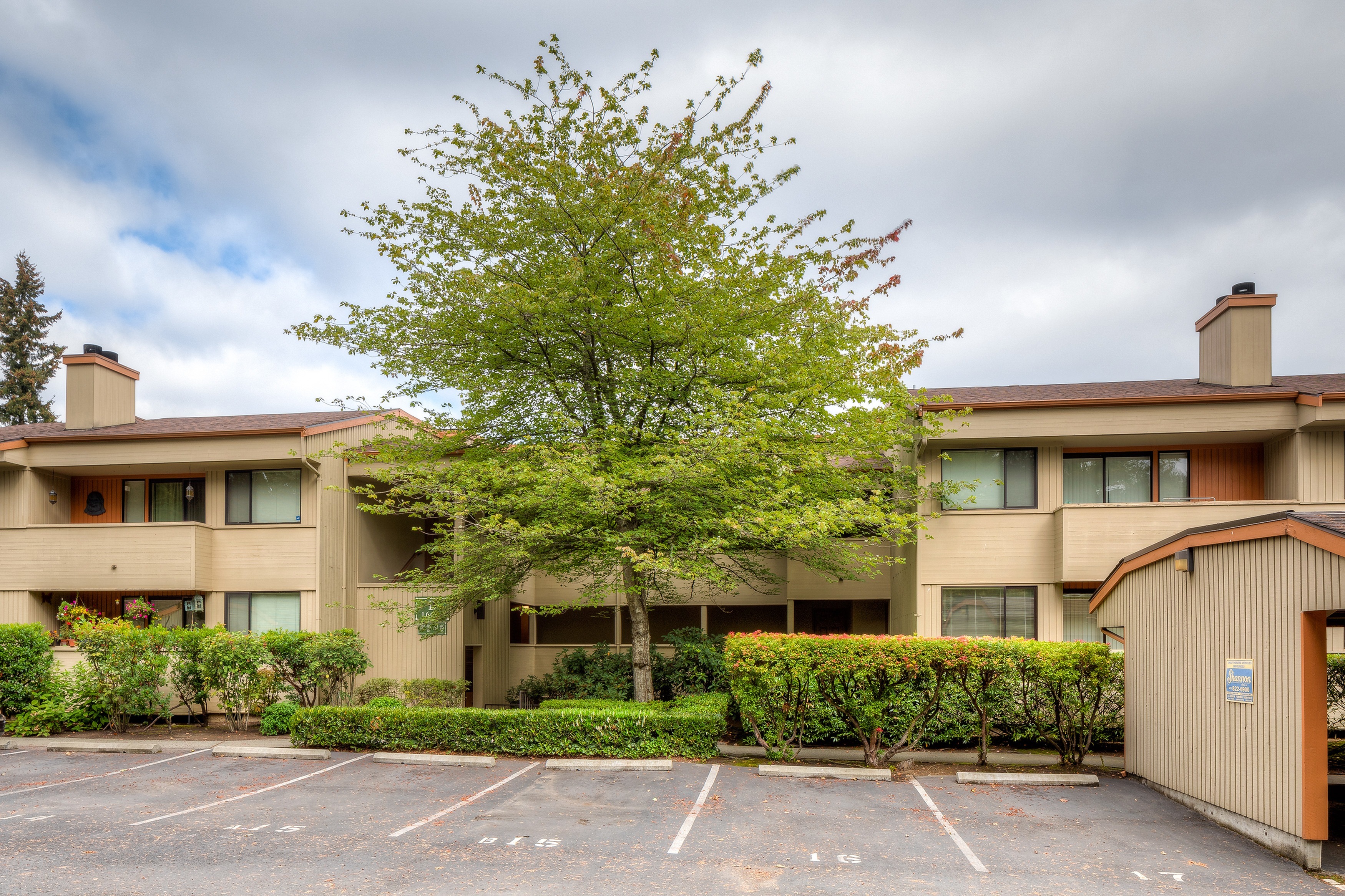 Street view of the apartments and grounds
