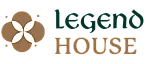 Elegant Legend House logo featuring a modern floral design in earthy tones.