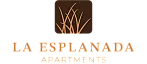 Elegant La Esplanada Apartments logo featuring stylized grass motif on a dark background.