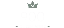Elegant logo design showcasing a crown above '900 Queen Anne' in stylish font.