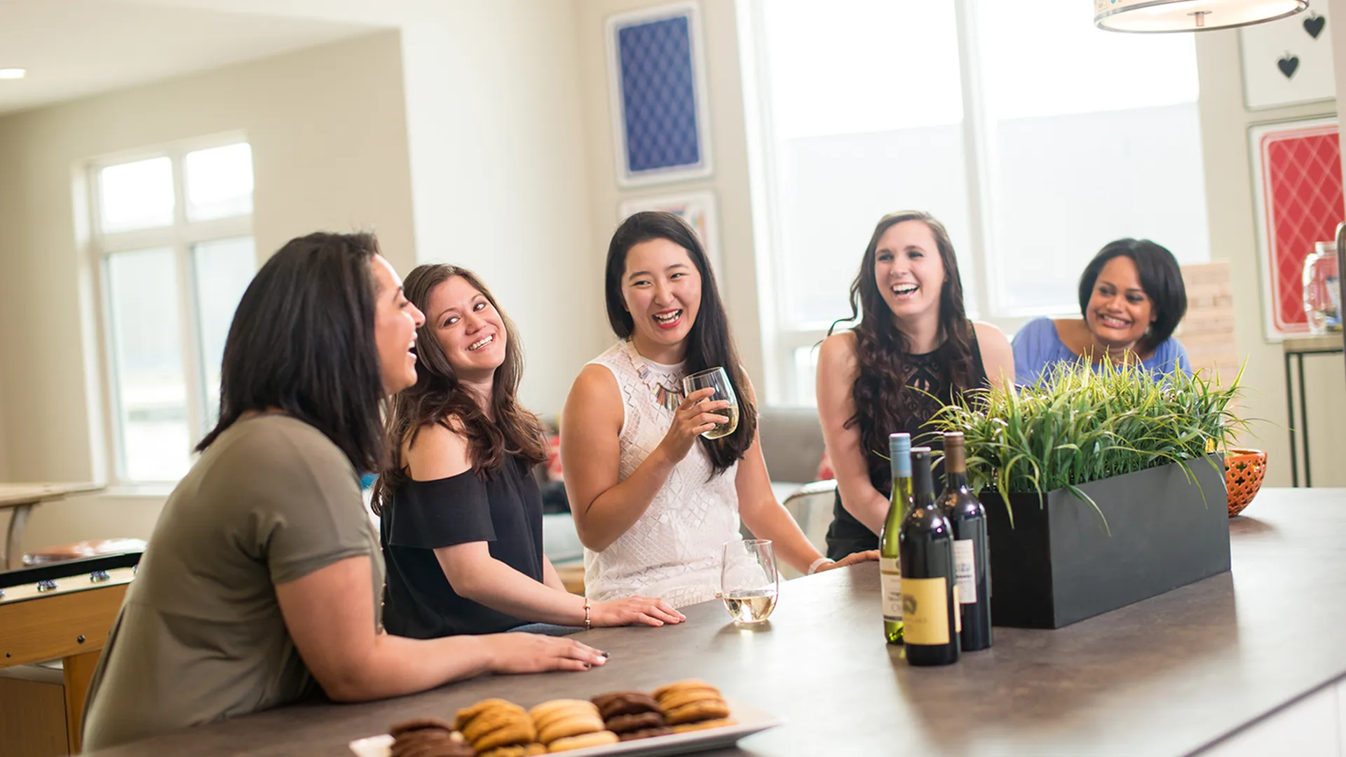 Friends enjoying Piper Lakes Clubhouse