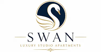 Elegant logo of Swan Luxury Studio Apartments featuring a graceful swan design, symbolizing sophistication and premium living.