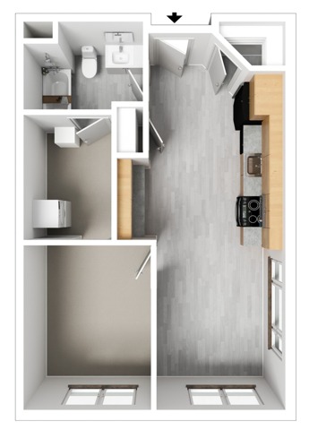 1 Bed 1B 3D unfurnished