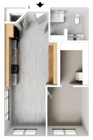 1 Bed 2A unfurnished