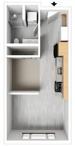 Studio 14 unfurnished on street parking