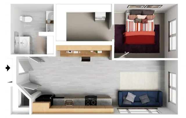 1 Bed 2A furnished
