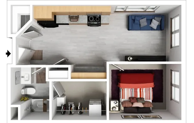 1 Bed 1B 3D furnished
