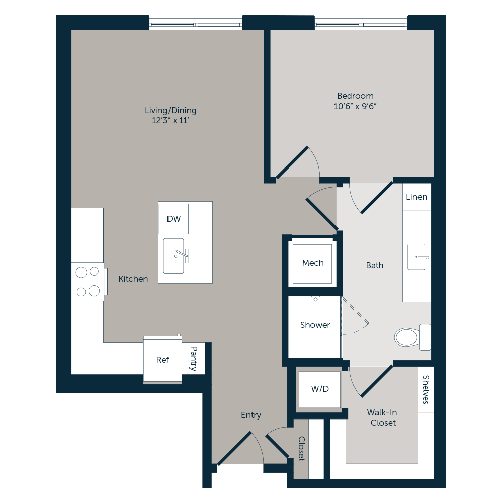 1 Bedroom Floor Plan | The Emory | Apartments in Plano, Texas