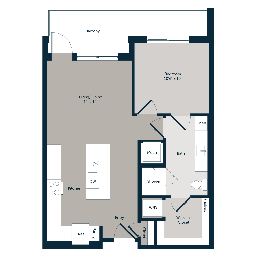 1 Bedroom Floor Plan | The Emory | Apartments in Plano, Texas