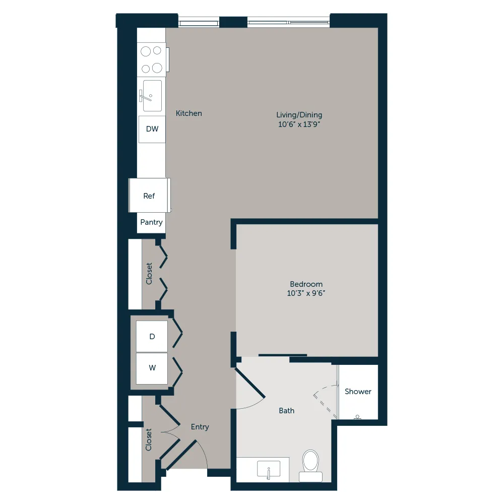 1 Bedroom Floor Plan | The Emory | Apartments in Plano, Texas