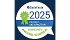 SatisFacts 2025 Resident Satisfaction Community Award Winner badge in blue and green.