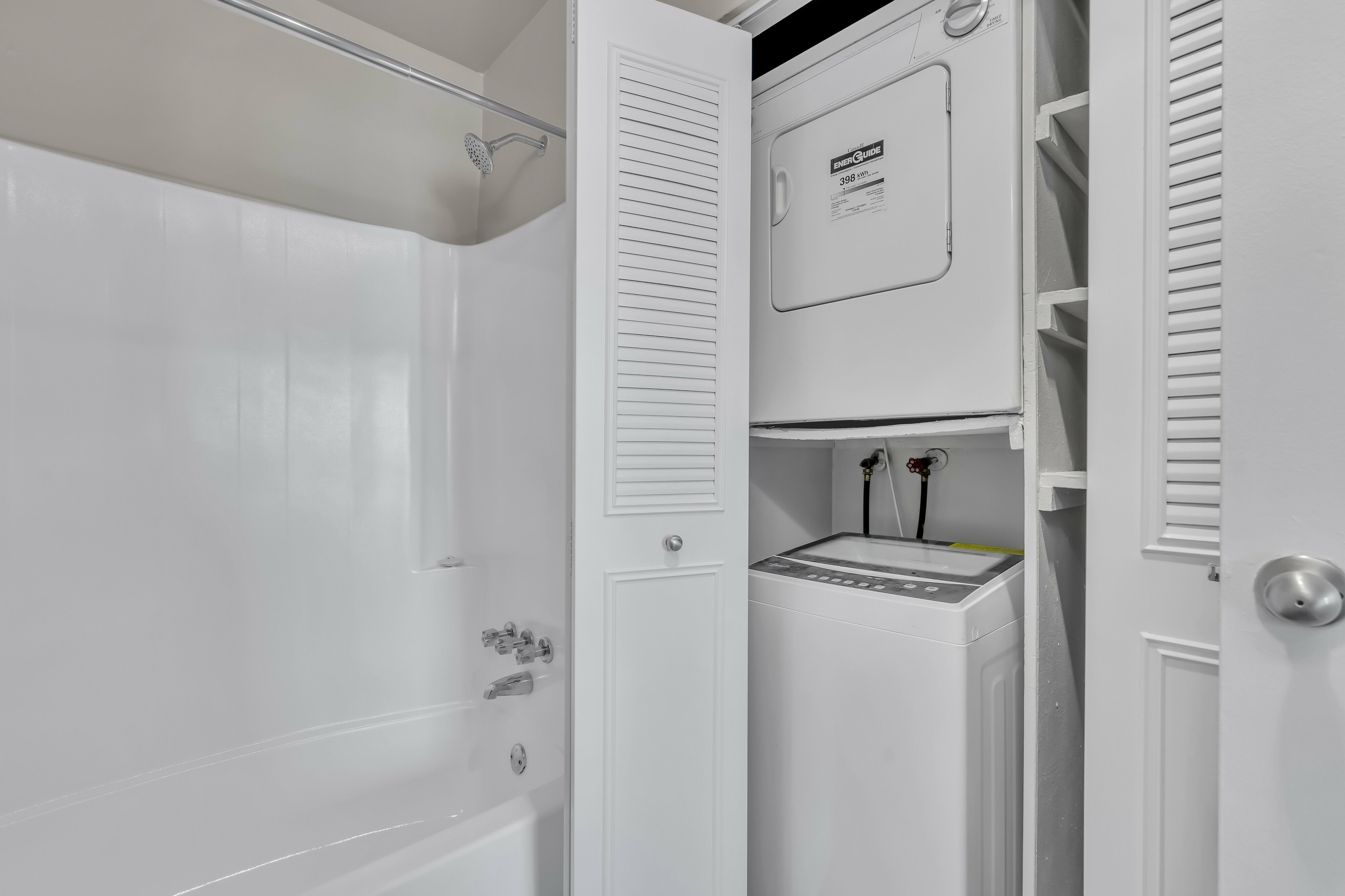 In-unit washer dryer in bathroom