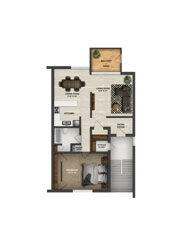 1 Bedroom 1 Bathroom Floor Plan Layout