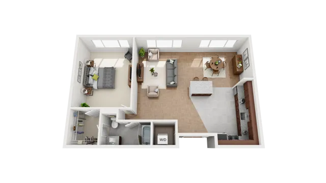 Floor Plan Layout for 1 Bedroom 1 Bathroom Apartment at The Falls at Roland park