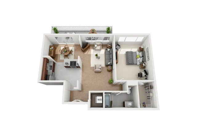 Floor Plan Layout for One Bedroom One Bathroom Apartment in the Falls at Roland Park Baltimore Maryland