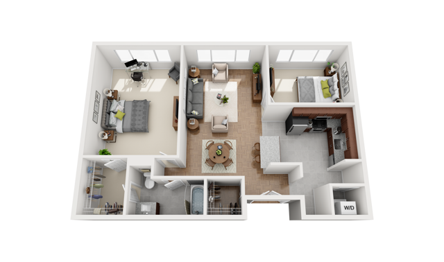 Floor Plan Layout for 2 Bedroom 1 Bathroom