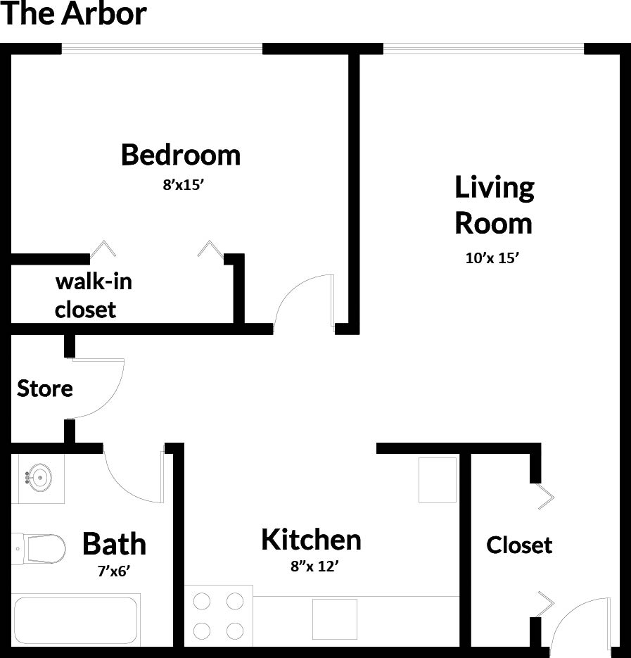 One Bedroom One Bathroom Floor Plan Layout