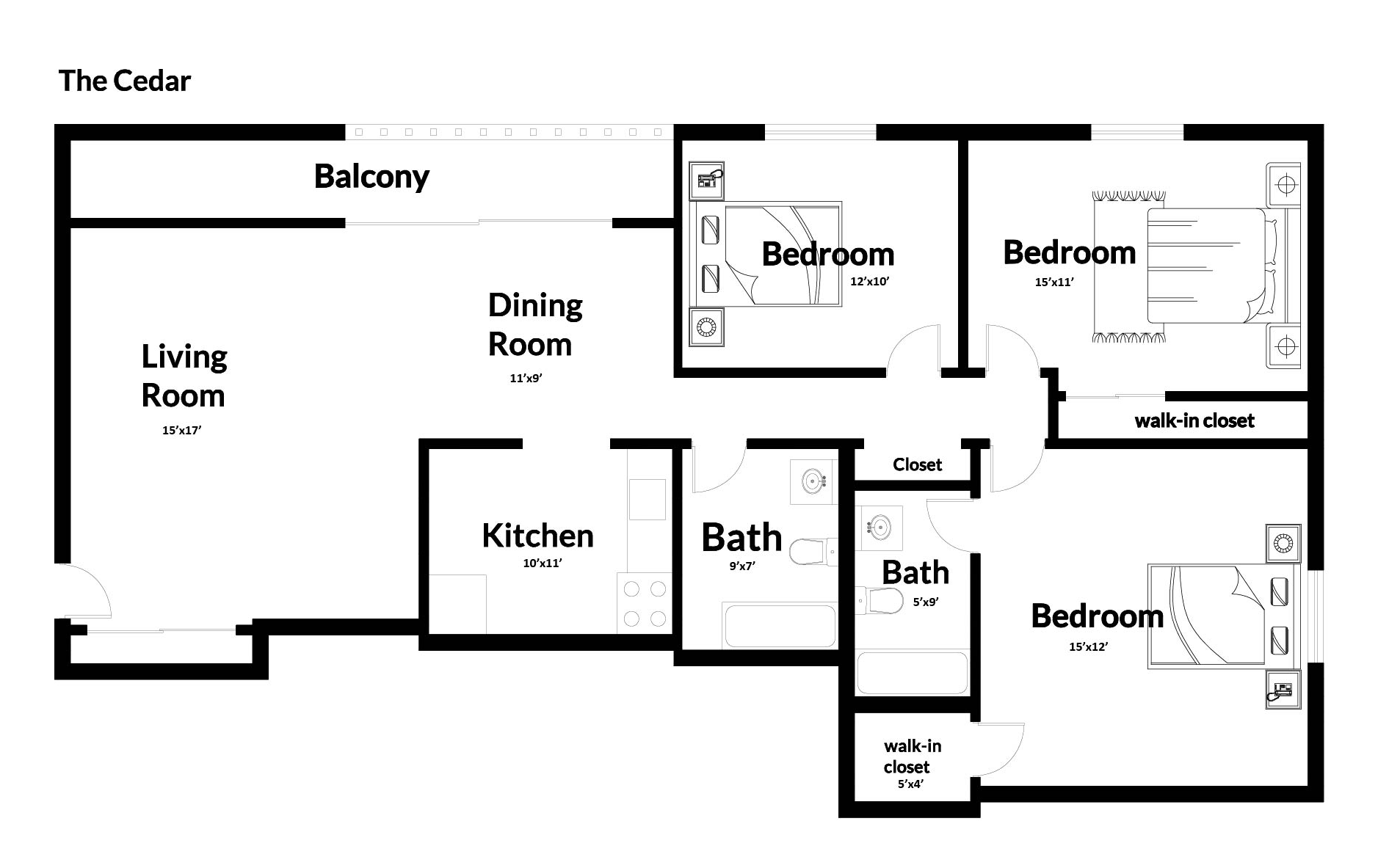 3 Bedroom floorplan at Flora Park Baltimore Apartments for rent