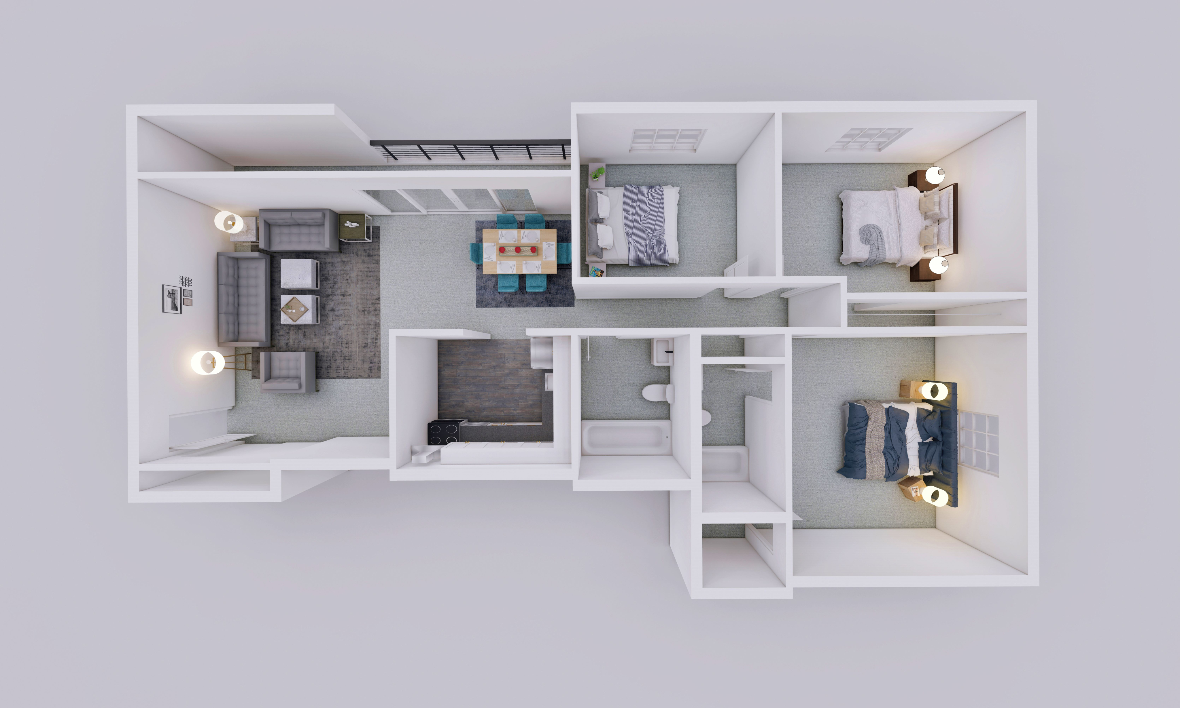 3 Bedroom 2 Bathroom Floor Plan Flora Park Baltimore Apartments