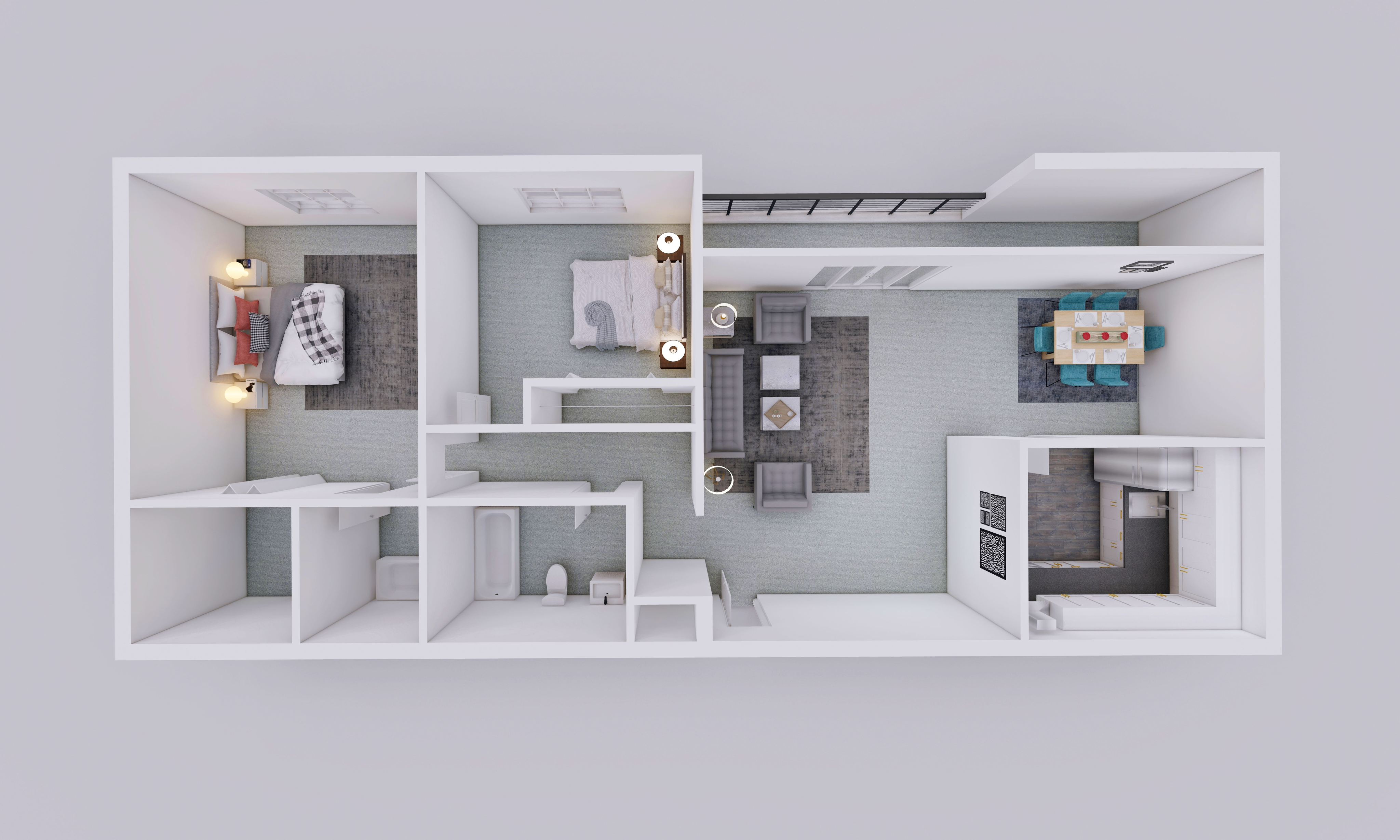 Flora Park 2 Bedroom 2.5 Bathroom Floor Plan Layout