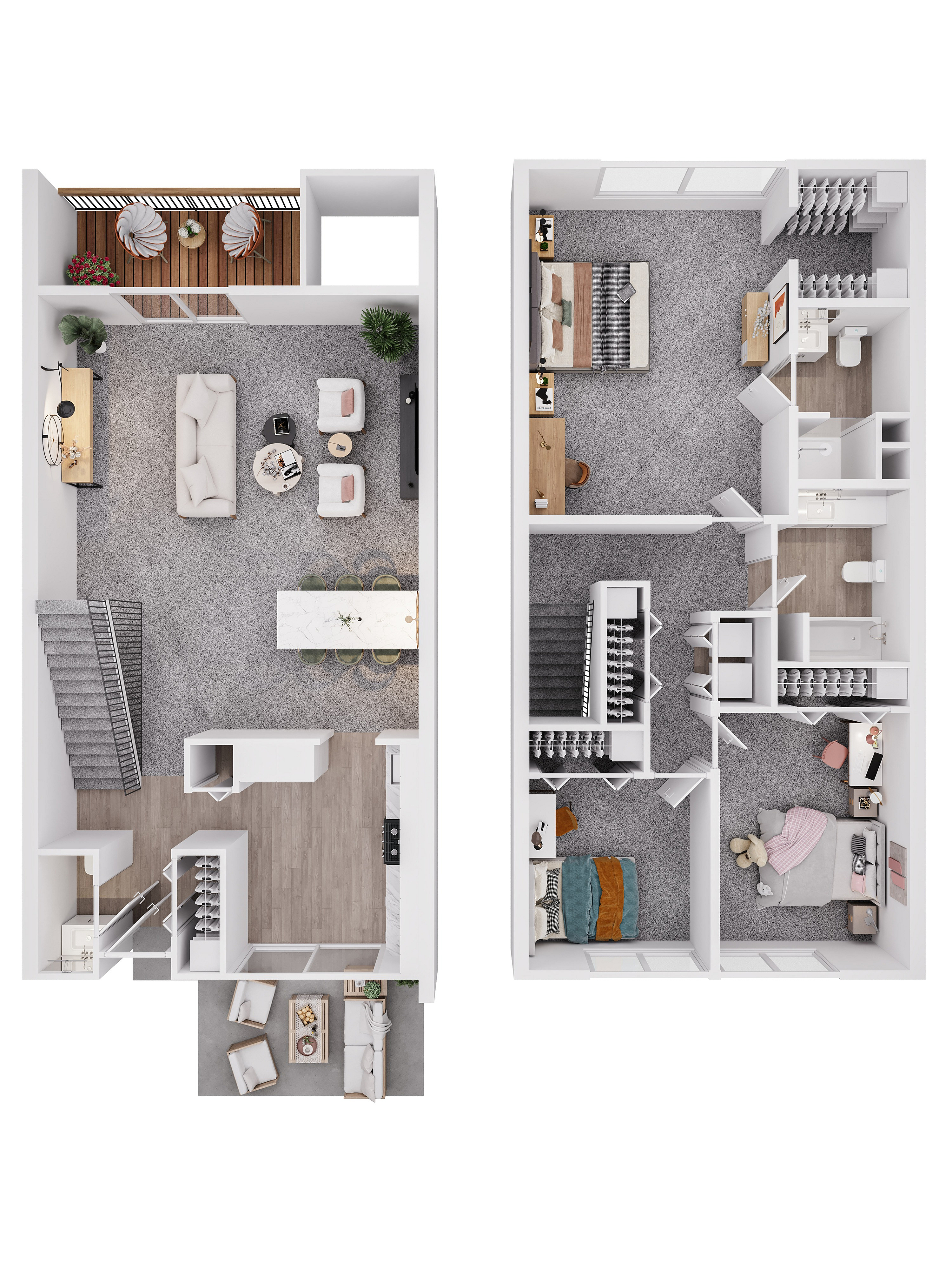 Floor Plan Layout for 3 Bedroom Townhome