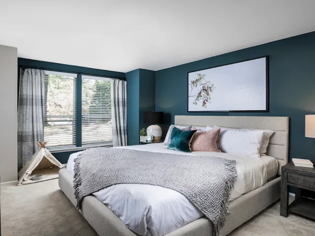 King sized bedroom with furniture
