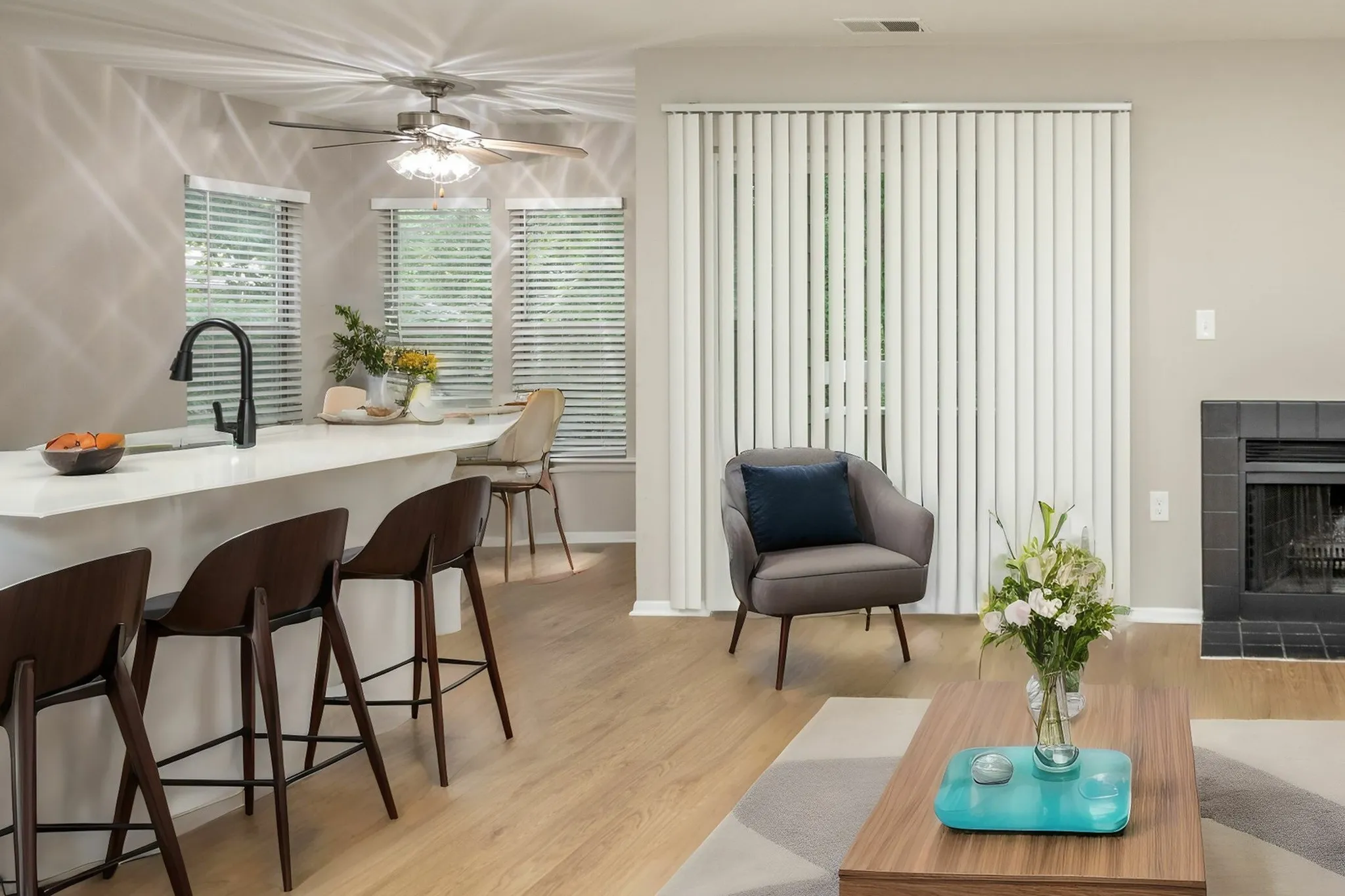 Large open floor plan with natural light throughout