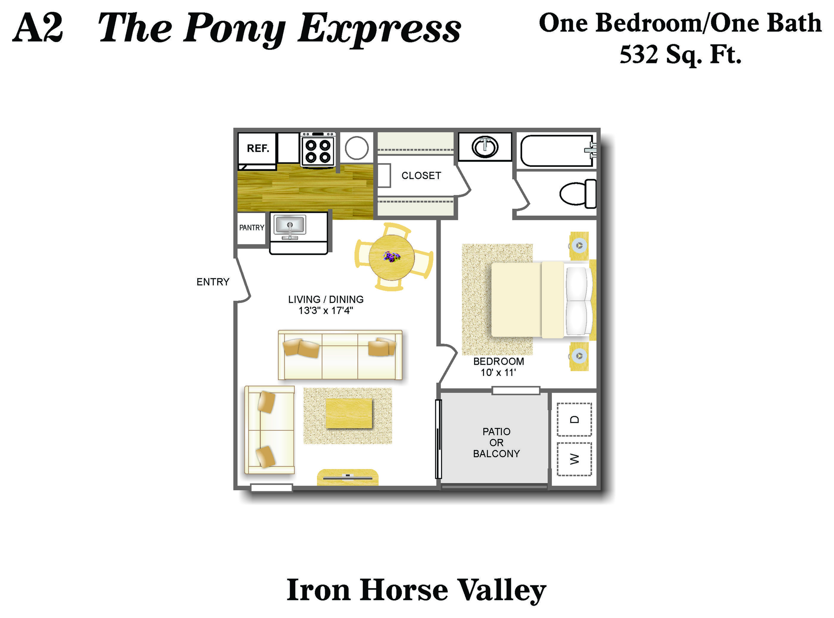 Floor Plan 2 | 2 Bedroom Apartments In San Antonio | Iron Horse Valley Apartments