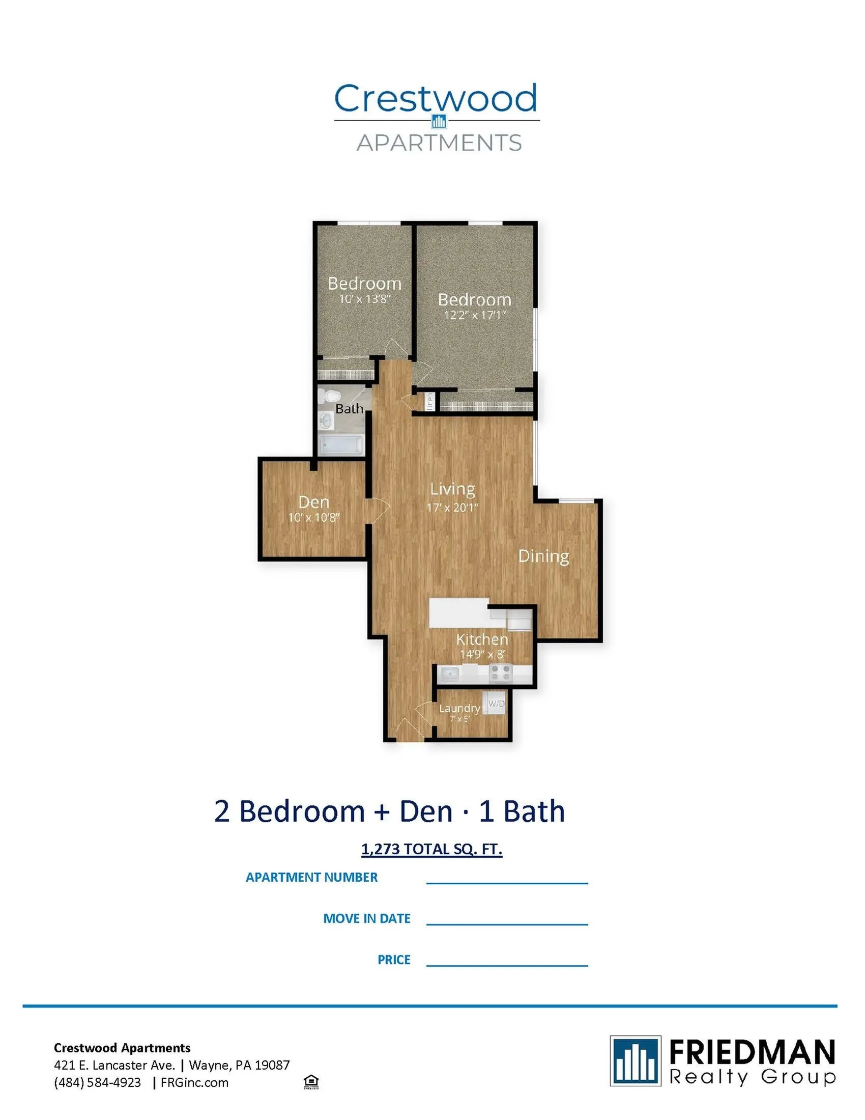 2 Bedroom 1 Bathroom Den