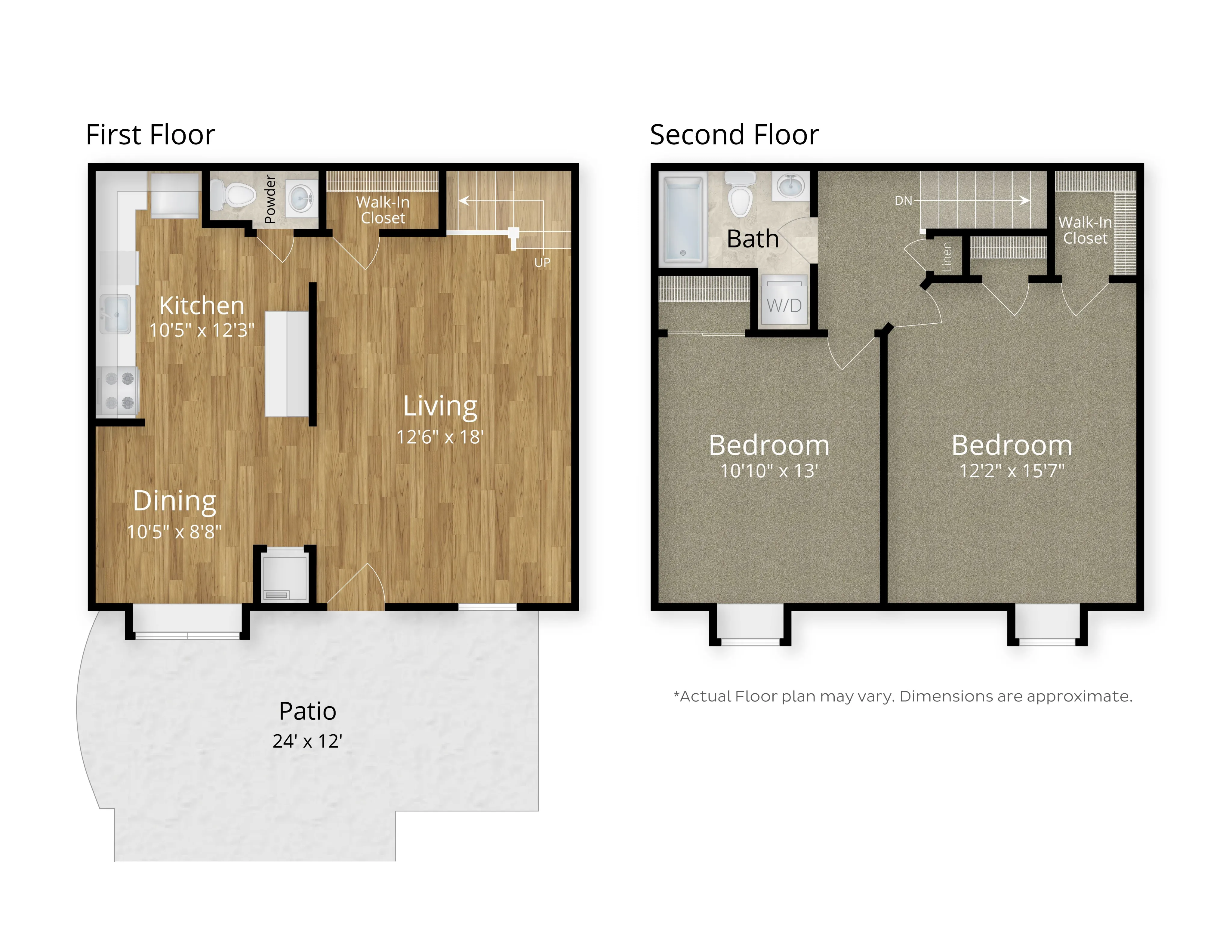 2 Bedroom x 1.5 Bathroom