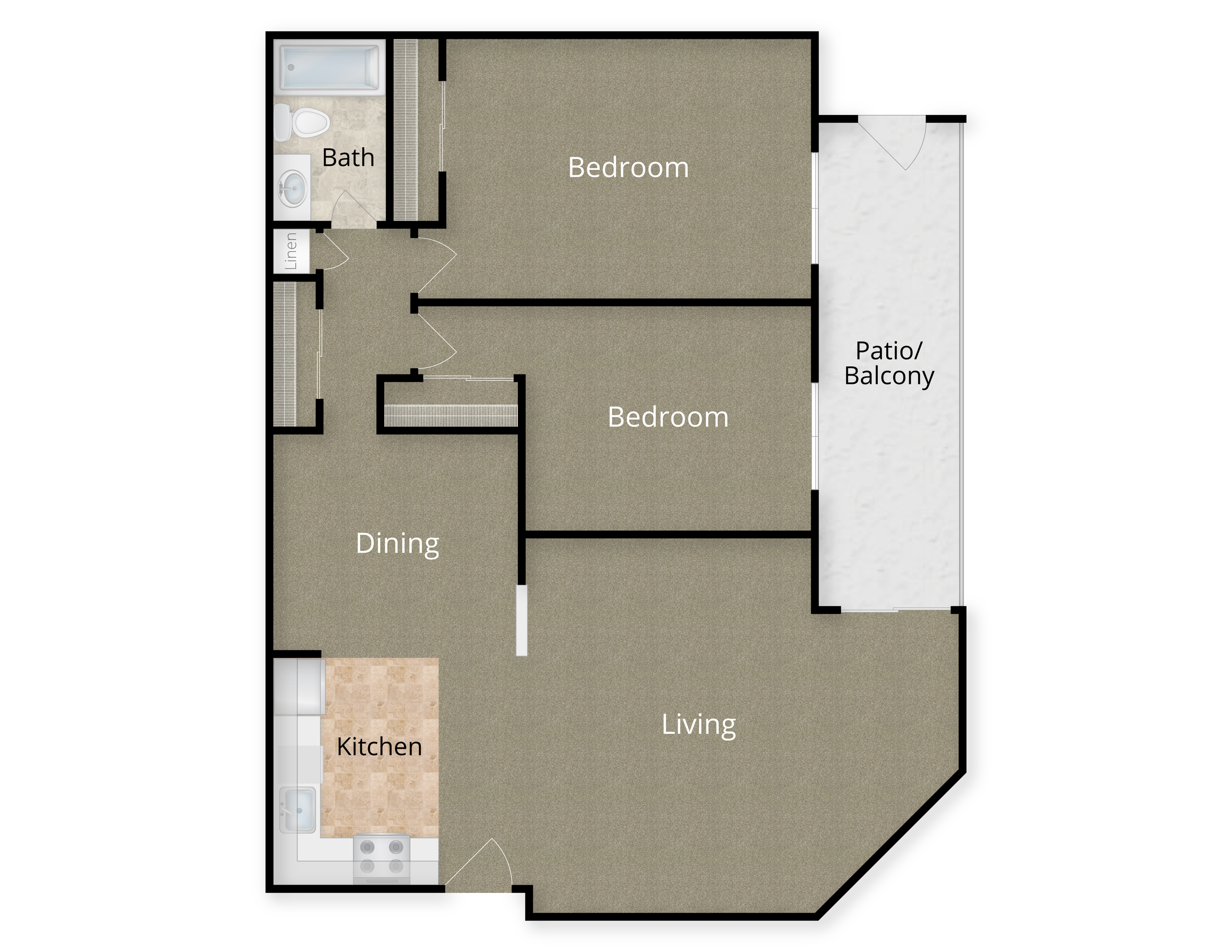 2 Bed X 1 Bath - 4