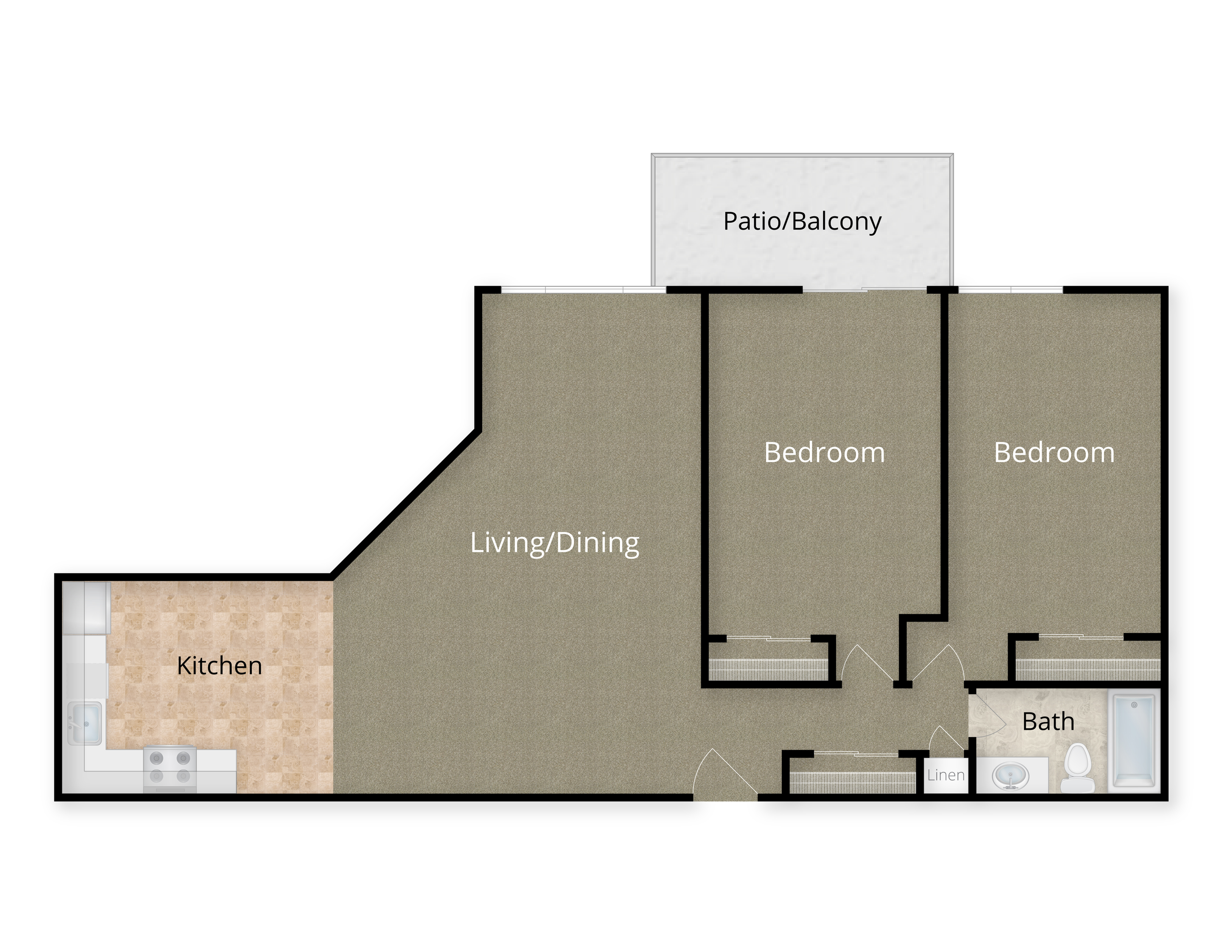 2 Bed X 1 Bath - 1