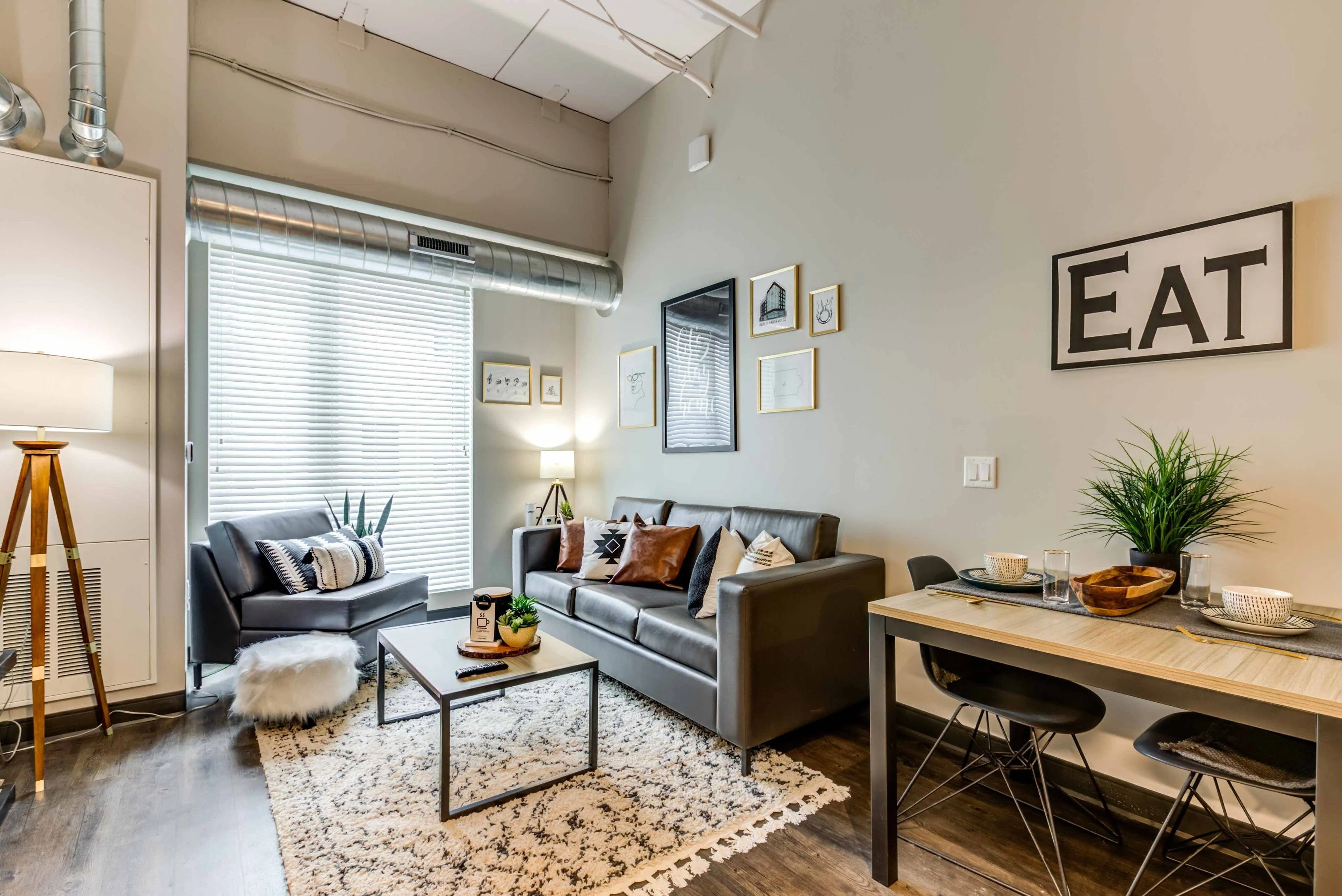 Light Infused  Living Area | 2700 Lincoln | Ames IA Student Apartments (Model Unit)