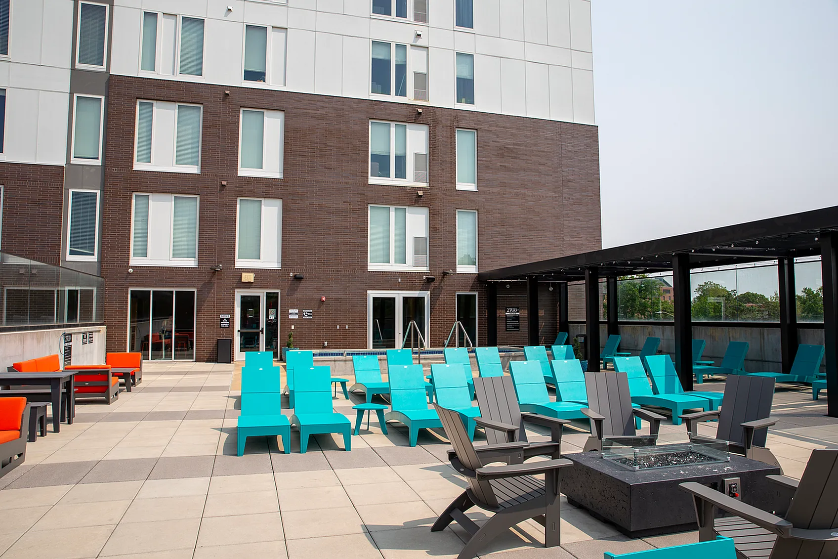 Rooftop Pool Deck with Firepits