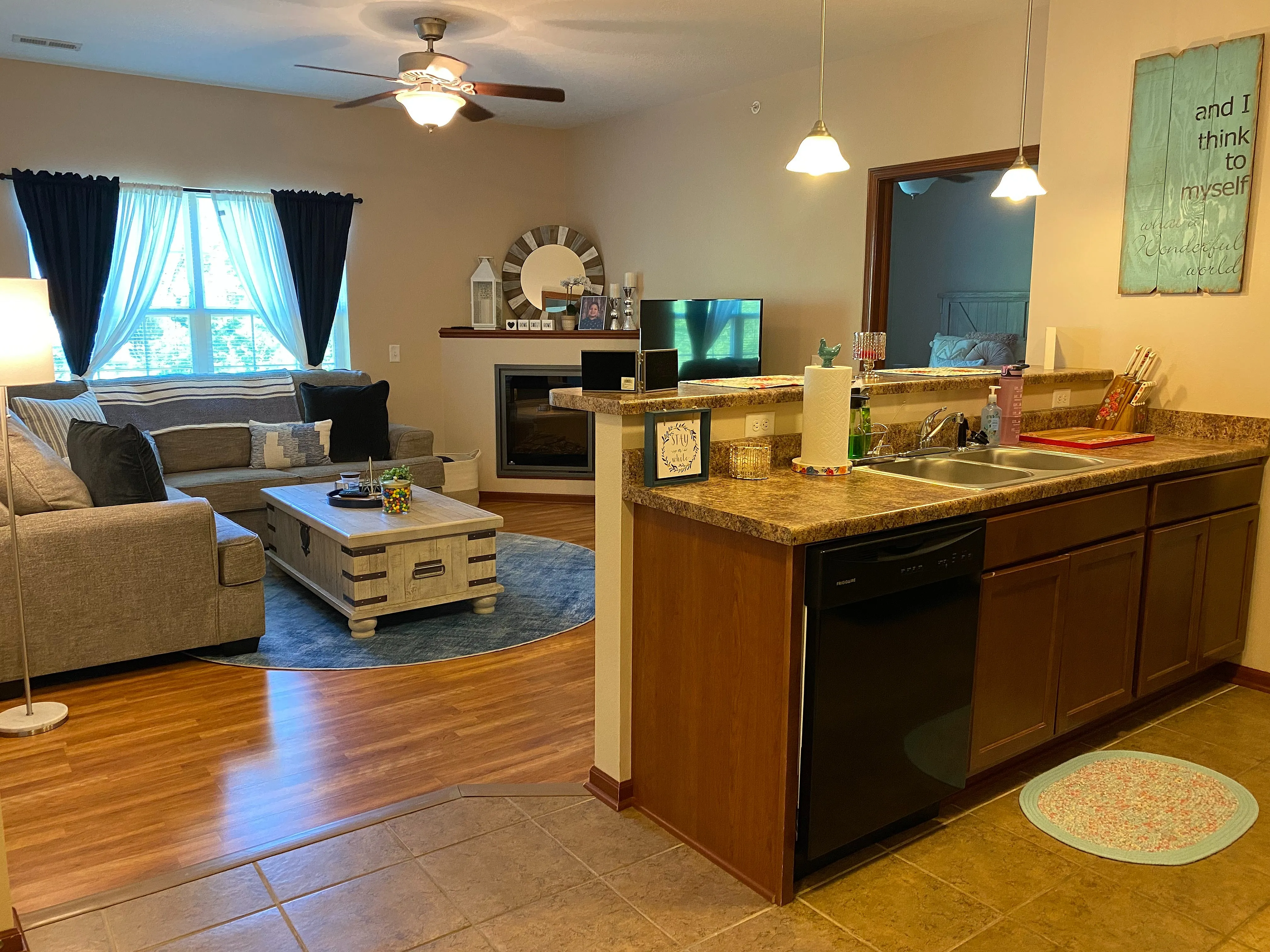 Kitchen and Living Room | Riverwood Apartments