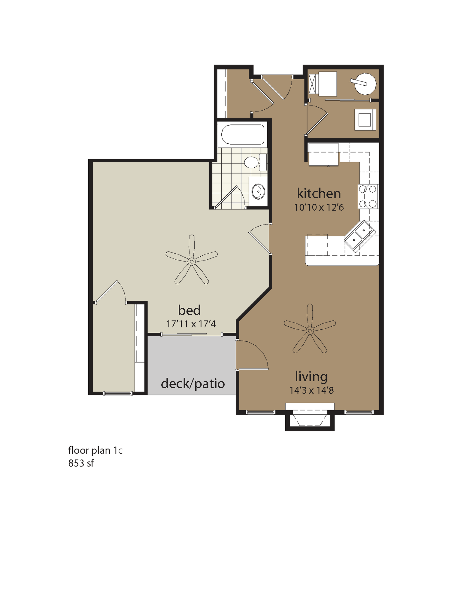 1 Bedroom Floor Plan | Providence Pointe | Johnston, Iowa