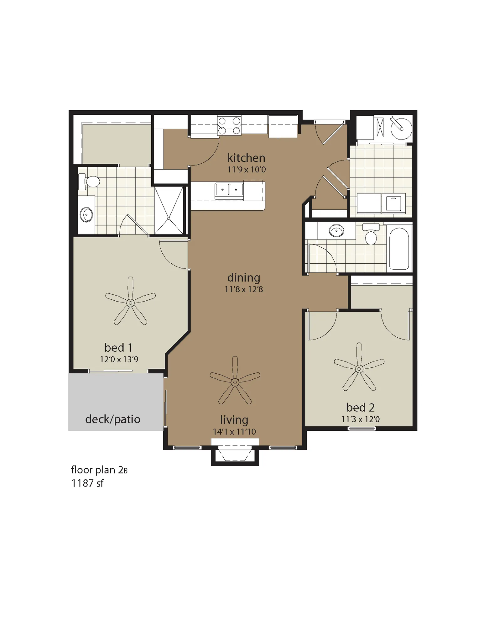 2 Bedroom Floor Plan | Providence Pointe | Johnston, Iowa