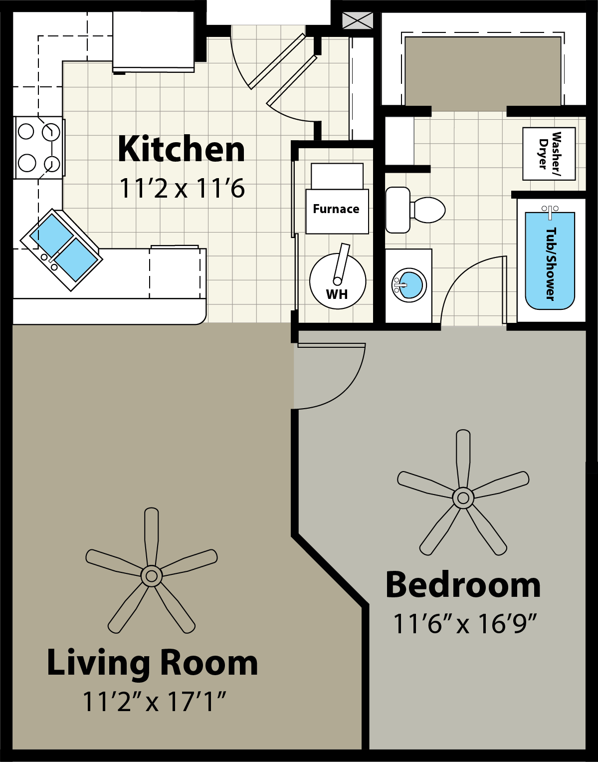1 Bedroom Floor Plan | Providence Pointe | Johnston, Iowa