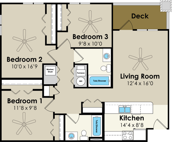 3 Bedroom Floor Plan | West Towne | Ames, Iowa