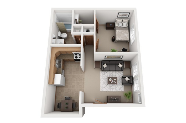 1 Bedroom Floor Plan | South Meadow | Ames, Iowa