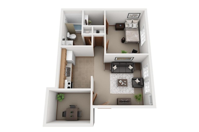 1 Bedroom Floor Plan | South Meadow | Ames, Iowa