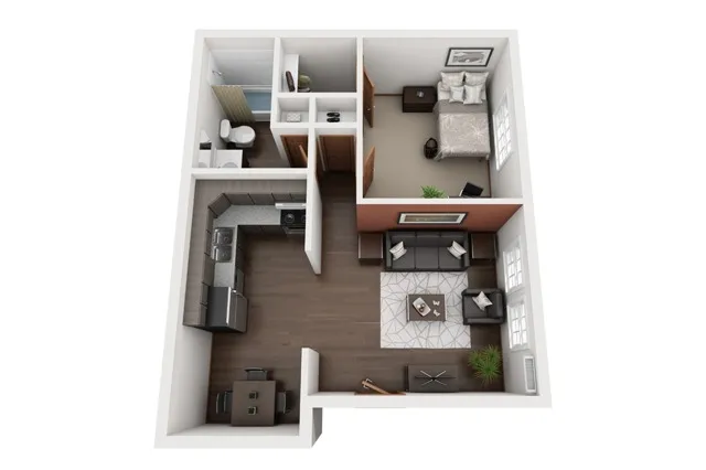 1 Bedroom Floor Plan | South Meadow | Ames, Iowa