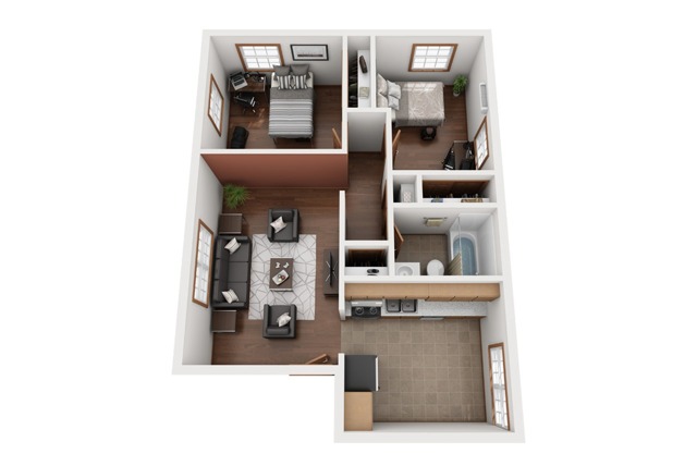 2 Bedroom Floor Plan | South Meadow | Ames, Iowa