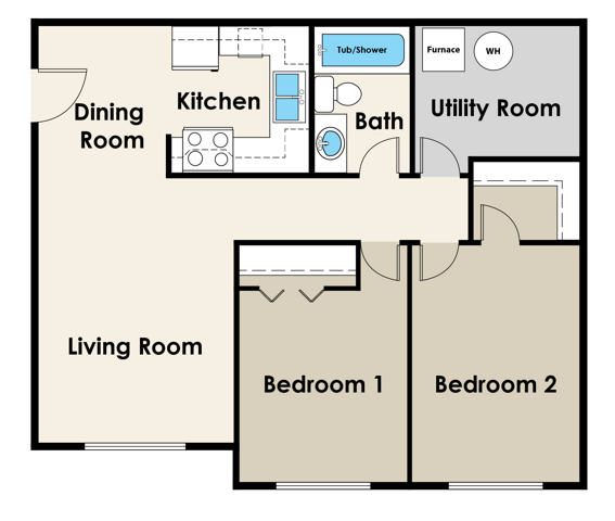 2 Bedroom Floor Plan | Reserve at Kirkwood | Cedar Rapids, Iowa