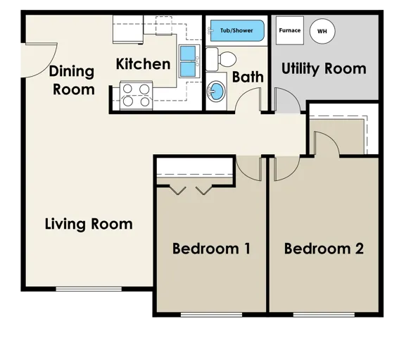 2 Bedroom Floor Plan | Reserve at Kirkwood | Cedar Rapids, Iowa