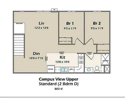 2 Bedroom - Upper