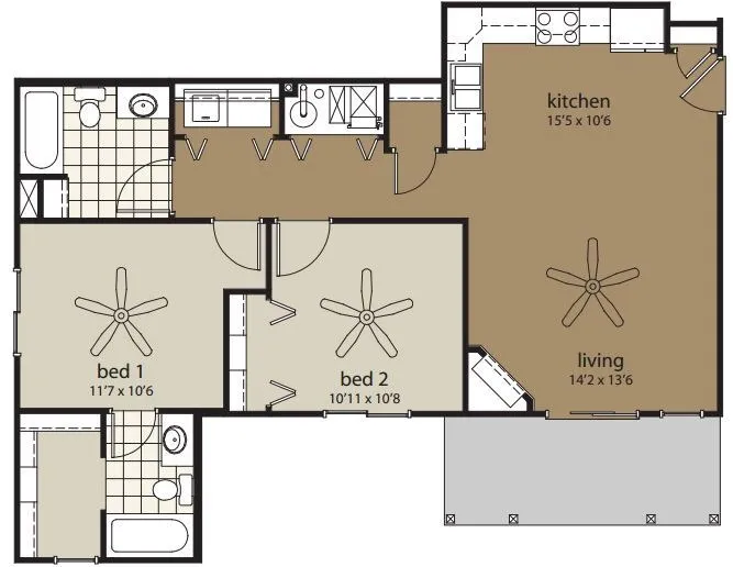2 Bdrm 935