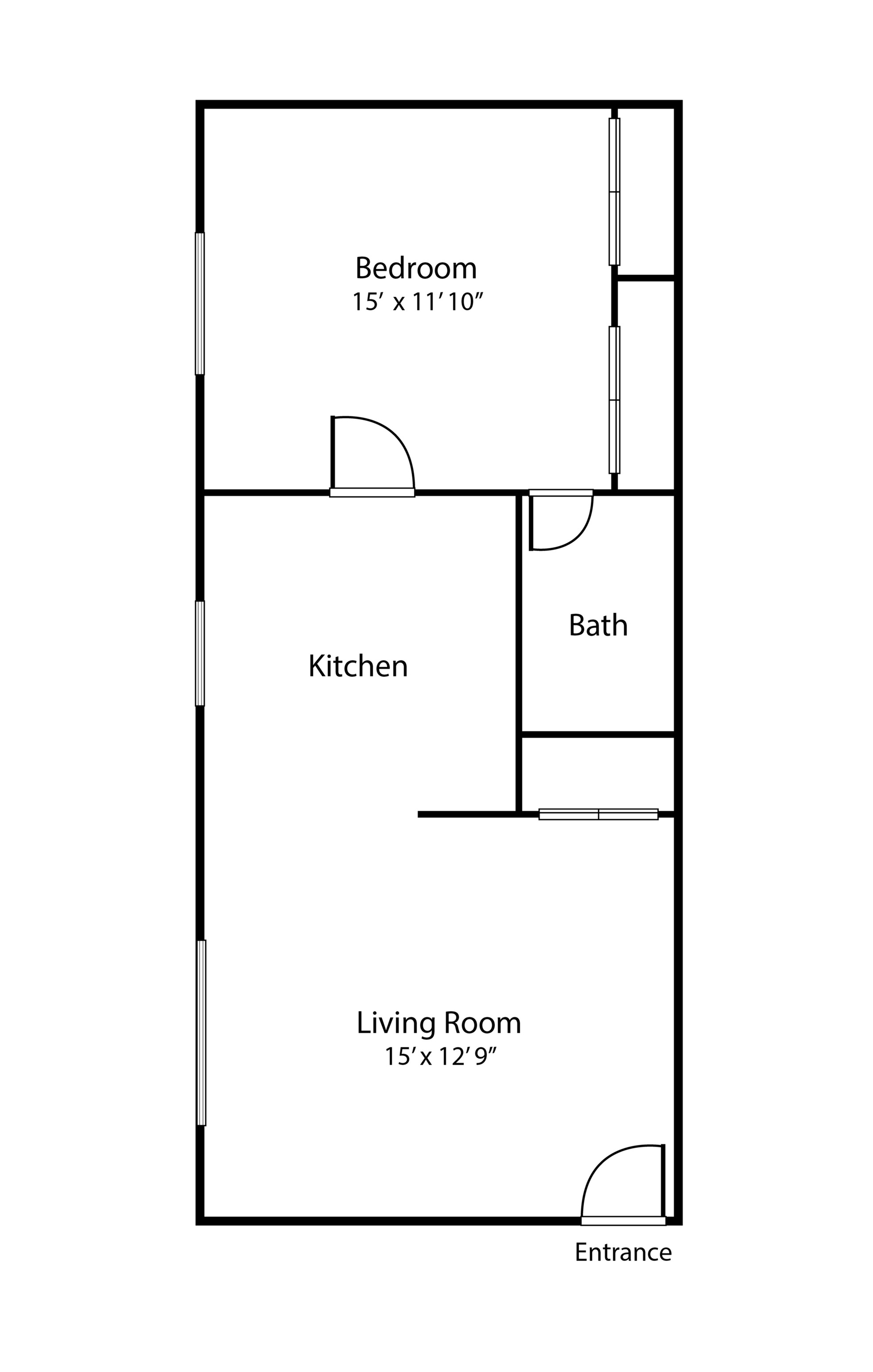 1 bed floor plan at meadowbrook