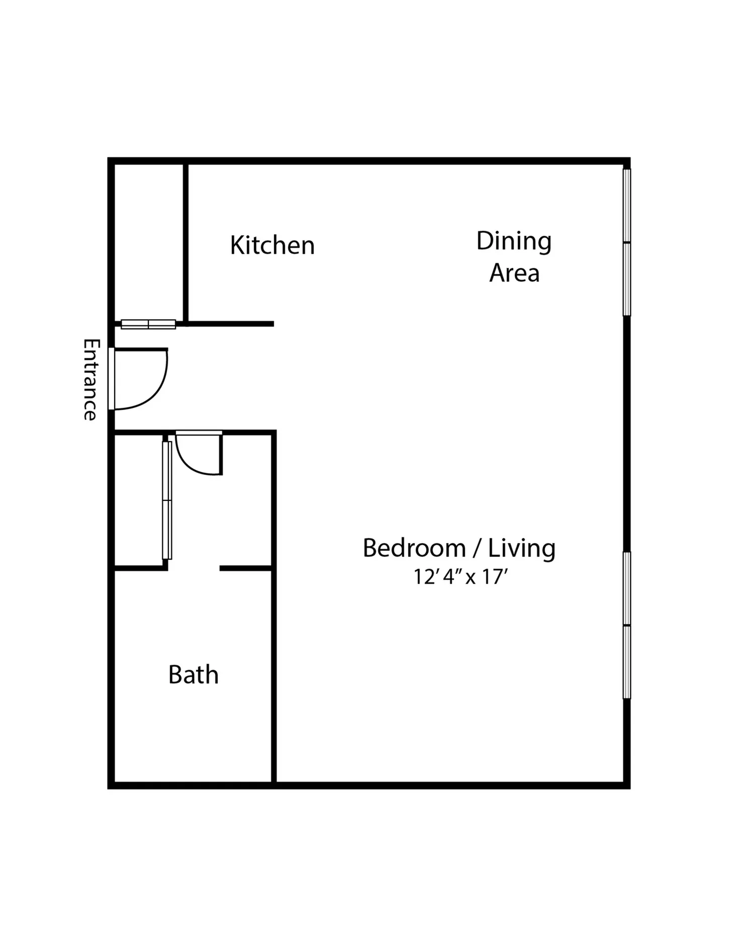 studio apartment floor plan at Park Place Norristown